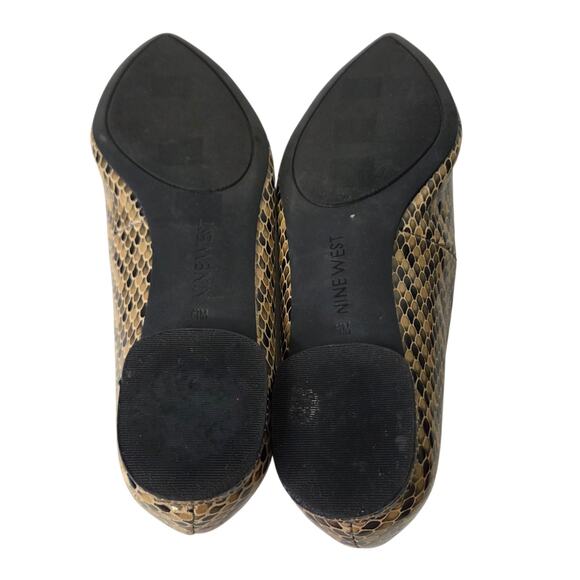 Nine West Women Brown Leather Snakeskin Pointed Toe Slip-On Flats SZ 6.5 Career - Picture 11 of 11
